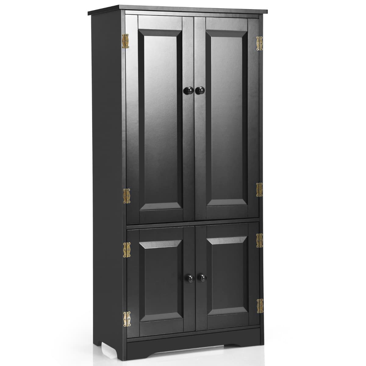 CostwayArmoire de Chambre avec 2 Porte de Style Vintage avec 2 Etagères Réglables à 5 Positions en MDF Noir