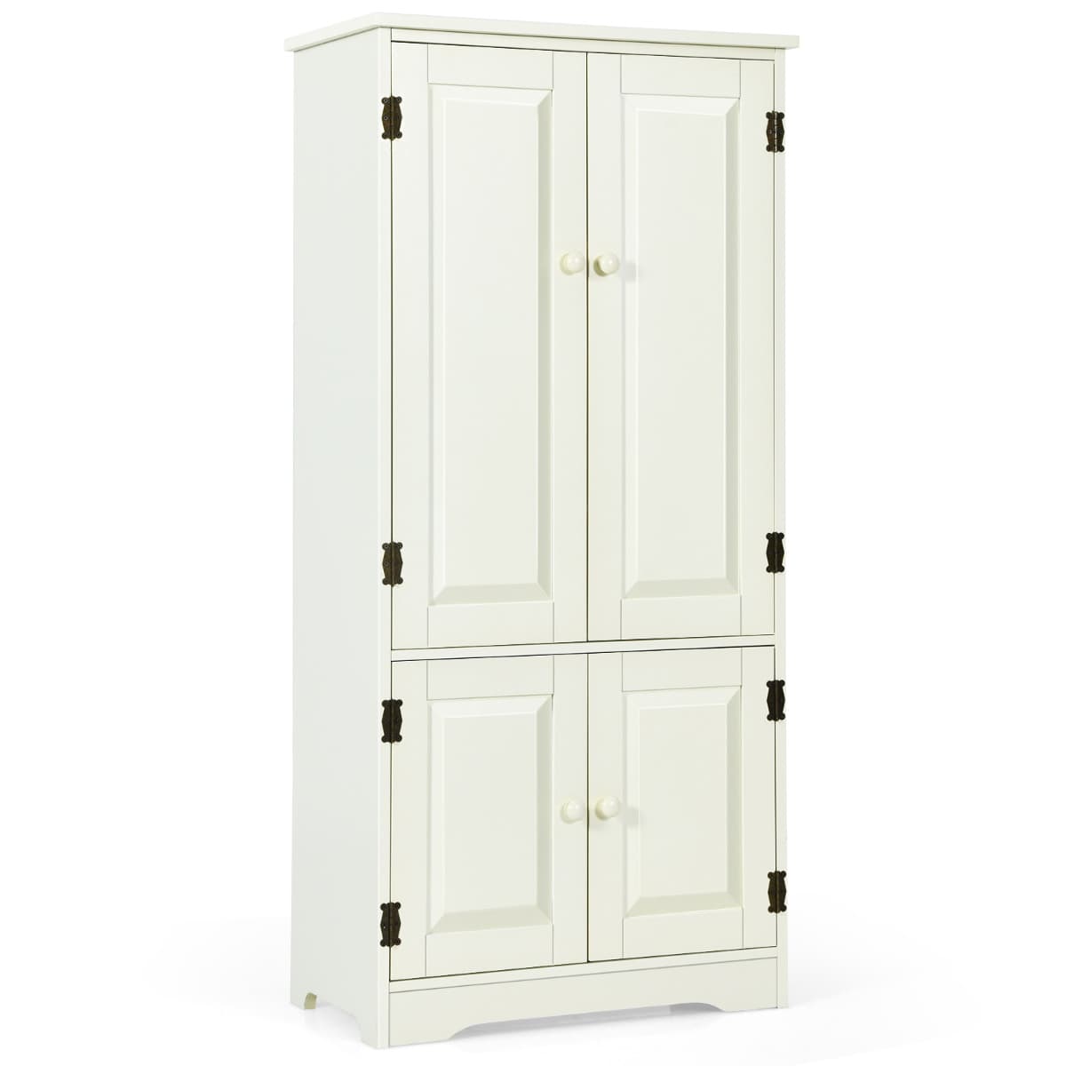 CostwayArmoire de Chambre avec 2 Porte de Style Vintage avec 2 Etagères Réglables à 5 Positions en MDF Beige