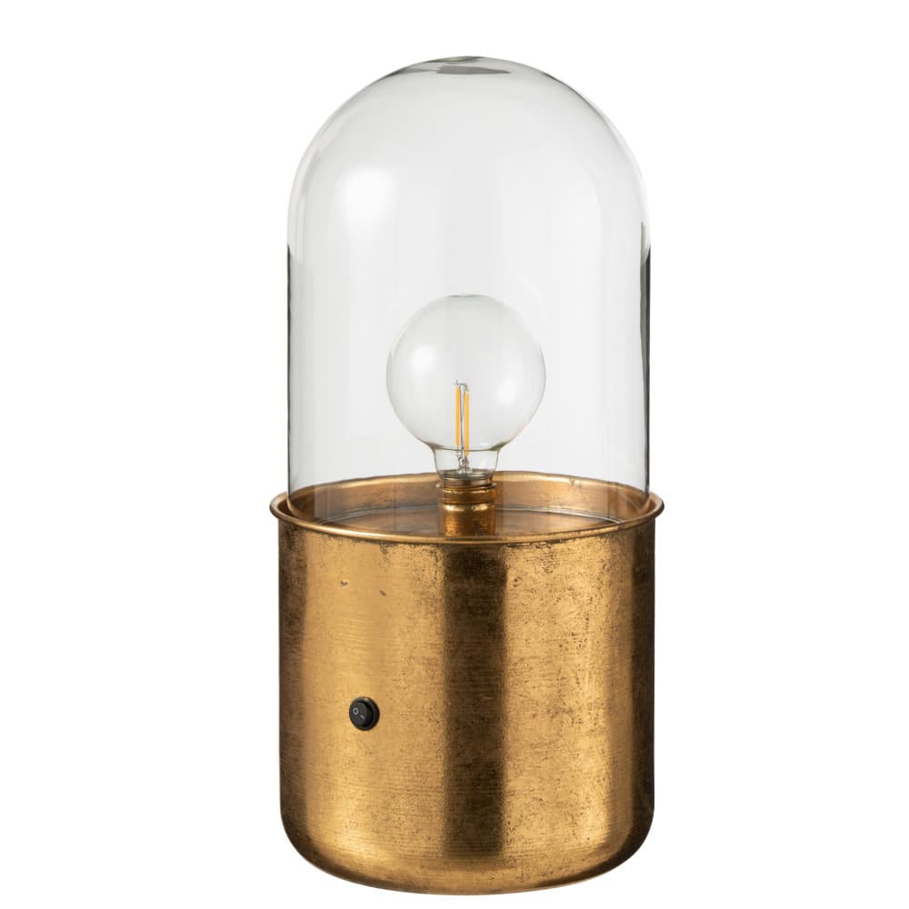 Lampe Antique Led Verre/Zinc Or Large